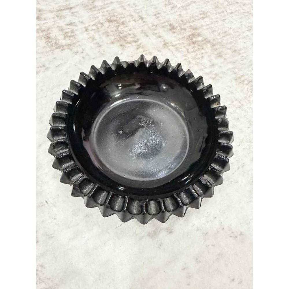 Vintage Indiana Glass Tiara Black Amethyst Diamond Point Ashtray 5.5"